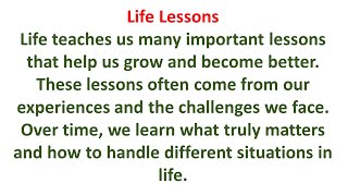 Life Lesson essay [upl. by Anyal]