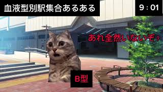 血液型別駅集合あるある猫マニ 猫ミーム [upl. by Nyahs960]