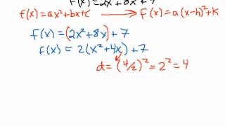 Changing a Quadratic Function into Vertex Form [upl. by Guillemette]