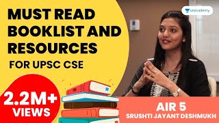 Must Read Booklist and Resources for UPSC CSE by AIR 5 Srushti Jayant Deshmukh [upl. by Gnauq135]