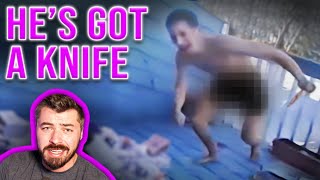 Man In Birthday Suit Pulls Knife After Being Tased [upl. by Erasmo]