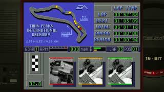 Mario Andretti Racing Single RaceIndy CarTwin Peaks Sega Mega Drive Genesis Emulated [upl. by Adna]