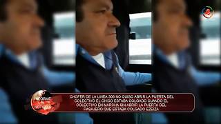 Un chofer de la linea 306 no quiso abrirle la puerta y el pasajero viajó colgado [upl. by Ellirehs]