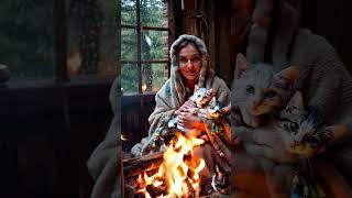 Fireside Felines Cozy Moments with Cats on a Rainy Day 🐱❤️🔥kittten cat catlover cozy [upl. by Nosiddam]