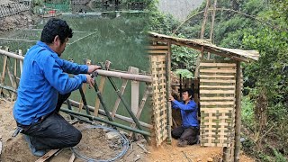 Vinhs life  How to make a simple toilet with bamboo Making a fence around the lake Tran Cao Vinh [upl. by Yesac785]