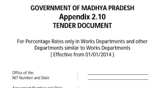 MP GOVT NIT DOCUMENT APPENDIX 210 TENDER DOCUMENT AND CONDITIONS [upl. by Nybor]