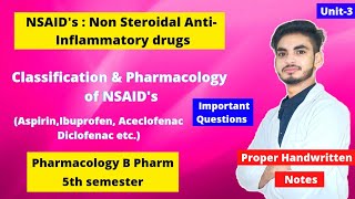 U3। Non steroidal anti inflammatory drugs pharmacology। NSAIDs classification। Aspirin। Ibuprofen। [upl. by Adriane]