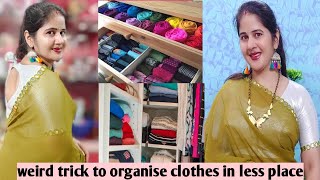 Indian wardrobe organisation clothes organisation idea छोटी अलमारी में ज्यादा कपड़े सेट करें🤷 [upl. by Miksen]