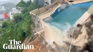 Moment pool collapses as Acapulco hit by landslides and floods in wake of Hurricane John [upl. by Hartnett604]