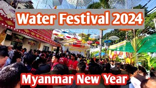 First Time Celebrate Water Festival Myanmar New Year 2024😱 [upl. by Ahsekal237]