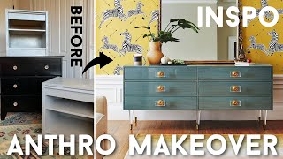 HOW TO PAINT WOOD FURNITURE WITHOUT SANDING OR PRIMING  ANTHROPOLOGIE LOOK FOR LESS  ONE STEP DIY [upl. by Farrar]