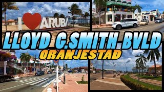 Oranjestad Walking Tour Lloyd G Smith Boulevard  Aruba 4k [upl. by Eimirej]