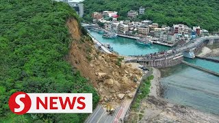 Landslide in Keelung Taiwan injures two [upl. by Helfand]