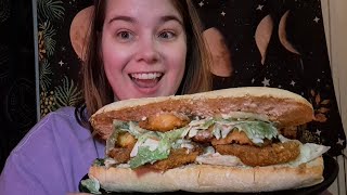 GIANT fried chicken Caesar hoagie [upl. by Ycram29]