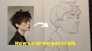 How to draw proportions of a 34 view portrait using the loomis method [upl. by Byler]