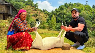 HUGE Mutton Curry In Nepali Village 40kg Goat🇳🇵 [upl. by Edualcnaej673]