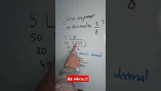 Cómo pasar de fracción a decimal y a fracción decimal [upl. by Neetsirk872]