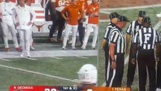 Texas vs Georgia  Pass interference call by Referee as fans throw water bottle on the field [upl. by Hedley188]