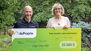 DuProprio  Concours Vendez pour gagner Johanne Bernier gagnante [upl. by Keating320]