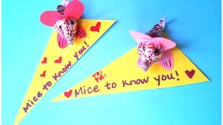 DIY Valentines Day Craft Cute Mouse Card [upl. by Madda]