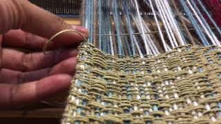 Overshot weaving in his are make scarf handwoven [upl. by Richey757]