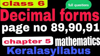 clasd 6 chapter 5 decimal forms page no 899091 [upl. by Atiluap124]