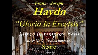 Haydn  Missa In Tempore Belli  Paukenmesse  2a Gloria  In Excelsis Deo  Score [upl. by Rana]