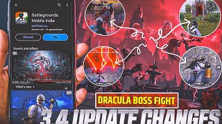 BGMI 34 UPDATE  TOP NEW FEATURES NEW MODE amp MORE  PUBG 34 UPDATE DRACULA BOSS FIGHT GAMEPLAY [upl. by Dian]