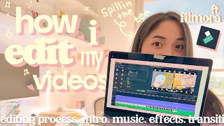 how i edit my youtube videos aesthetic intro editing process fonts effects  ft filmora [upl. by Yvonner]