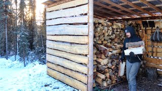 Staying Warm at the Cabin  Winter Day Living in Alaska [upl. by Chon22]