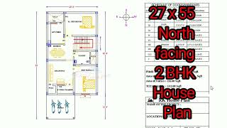 27 x 55 North facing 2 BHK House Plan [upl. by Tuchman]