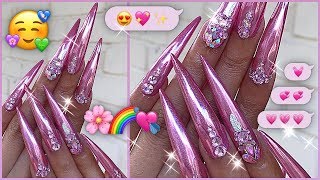 Doing My Polygel Nails The PERFECT Baby Pink Chrome  Festival Coachella Theme MADAM GLAM [upl. by Felton]