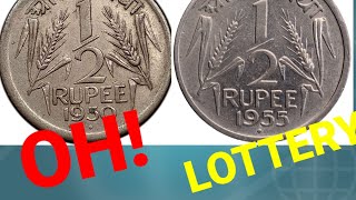 12 RUPEE COIN 1950 VALUE195115419551956 MOST VALUABLE HALF RUPEE COIN [upl. by Allebara]