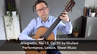 Allegretto No12 Op50 by Giuliani and Lesson for Classical Guitar [upl. by Erapsag]