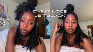 dying locs jet black  impulsive thoughts  loc discoloration  loc retwist [upl. by Uticas]