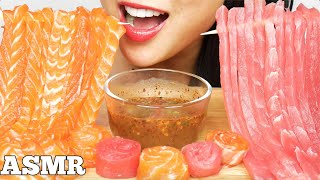 ASMR SALMON  TUNA SASHIMI NOODLES  MOCHI EATING SOUNDS NO TALKING  SASASMR [upl. by Aderfla]