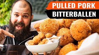 Bizar lekker 🤤 Bitterballen van Pulled Pork  BBQ Recept [upl. by Nohsid]