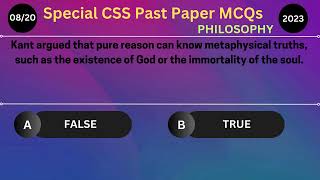 Special CSS 2023 Philosophy Past Paper MCQs with Answers for CSS Aspirants [upl. by Olocin]