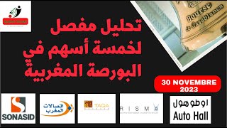 Analyse technique de 5 actions de la bourse de Casablancaتحليل فني لخمسة أسهم من البورصة المغربية [upl. by Gnaw]