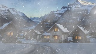 Enchanting Winter Ambiance Whistling Wind Mountainside Village Houses [upl. by Aneehsyt]