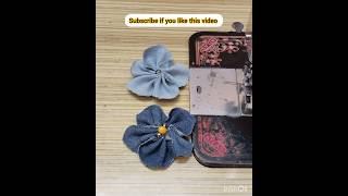 DIY very easy jeans flowers🌹shrots diy craft [upl. by Anetsirhc]