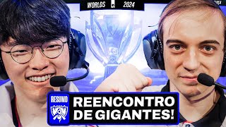 T1 x G2 SÓ UM AVANÇA PARA OS PLAYOFFS HOJE  RESUMO WORLDS [upl. by Sada484]