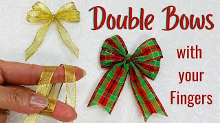 How to Make a Small Double Bow  Tie with your Fingers [upl. by Berlinda]