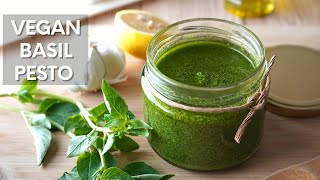 Vegan Fresh Basil Pesto  Easy Pesto Recipe [upl. by Nalahs]