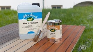 Gartenmöbel wie neu  auffrischen mit Naturhaus Holzfrisch und Teaköl [upl. by Goldman]