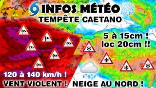 INFOS MÉTÉO  TEMPÊTE CAETANO NEIGEVERGLAS VENT ALERTE ORANGE [upl. by Cantu221]