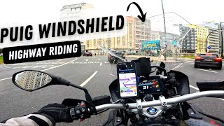 PUIG touring Windscreen HIGHWAY Test  R1250GS windshield UPGRADE  Rain Riding [upl. by Yenots]