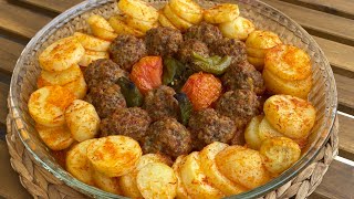 BİRAZ PATATES VE KIYMA İLE LEZZETLİ YEMEK TARİFİ  FIRINDA PRATİK PATATES KÖFTE  fırın yemekleri [upl. by Ahkeber]