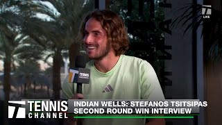 Stefanos Tsitsipas Chats Practice With Medvedev amp Soccer With Djokovic Indian Wells 2R [upl. by Iggie528]