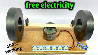 How To Generate Free Electricity Generator With Two Magnet and Dc Motor  Led Light Science Project [upl. by Kappenne]